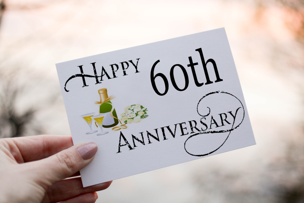 60th Anniversary Card, Card for Diamond Anniversary